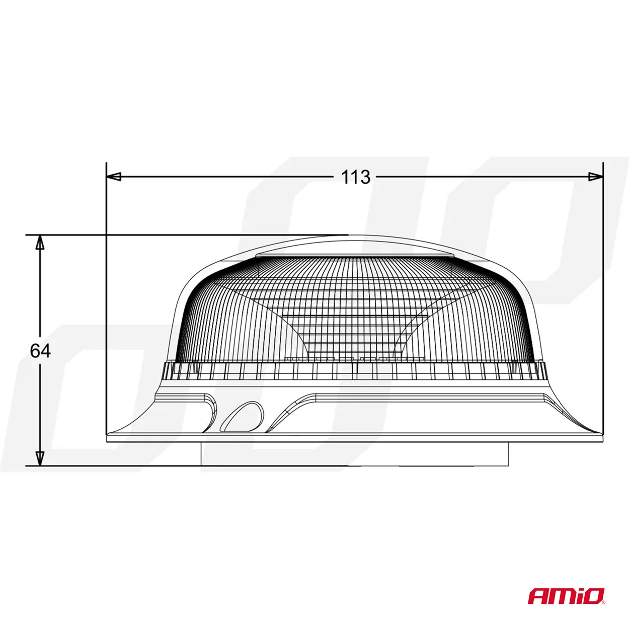 Lampa ostrzegawcza mini kogut 18 LED magnes niska R65 R10 12-24V W21m AMIO- | zdjęcie 8 z 13 | A02925 | Motofarma.pl