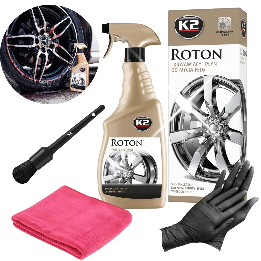 ZESTAW DO CZYSZCZENIA FELG 2x K2 Roton 700 ml + PĘDZEL + MIKROFIBRA + RĘKAWICZKI | zdjęcie 3 z 3 | WC-3657 | Motofarma.pl