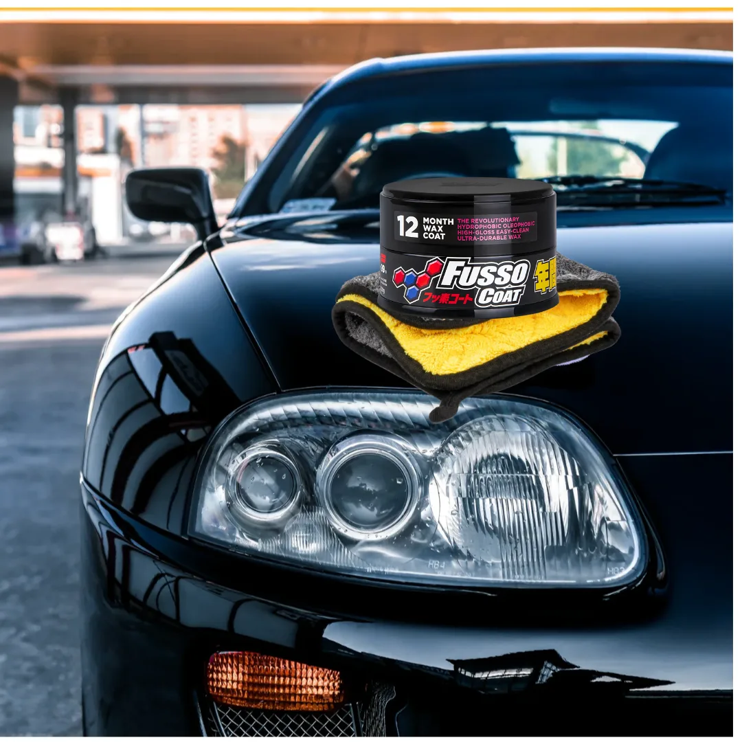 Wosk SOFT99 New Fusso Coat 12 Months Wax DARK 200g  mikrofibra 800g zestaw