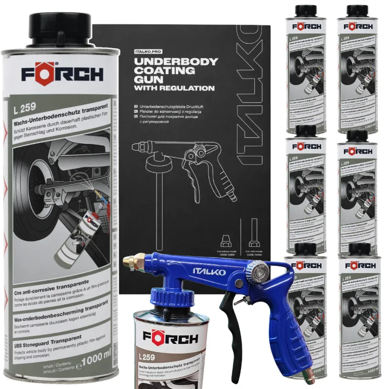 6x Wosk ochronny do podwozi Forch L259 1L+PISTOLET z regulacją wtryskiwania