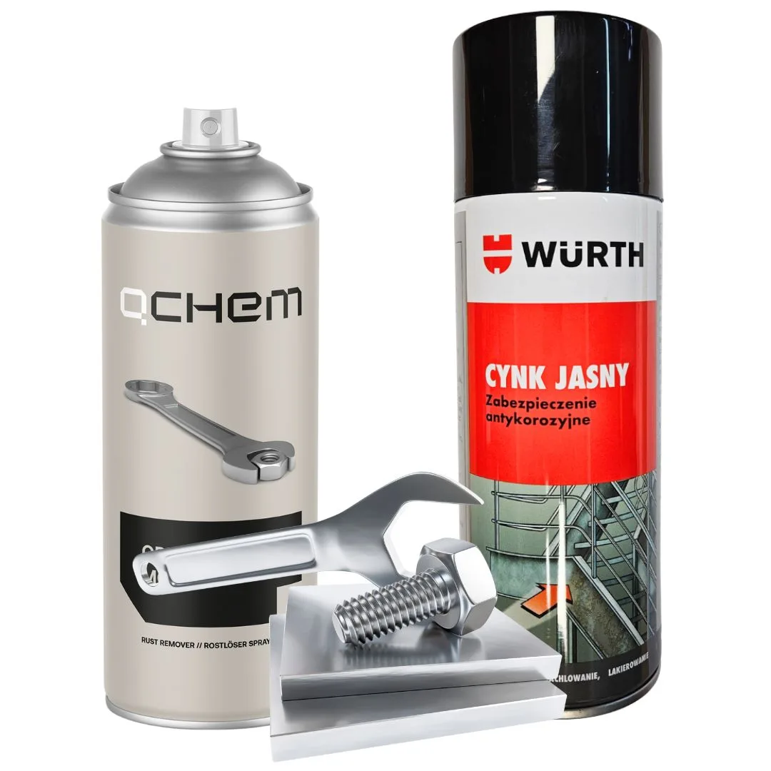 Cynk jasny 400ml WURTH + Odrdzewiacz MOS2 400 ml QCHEM