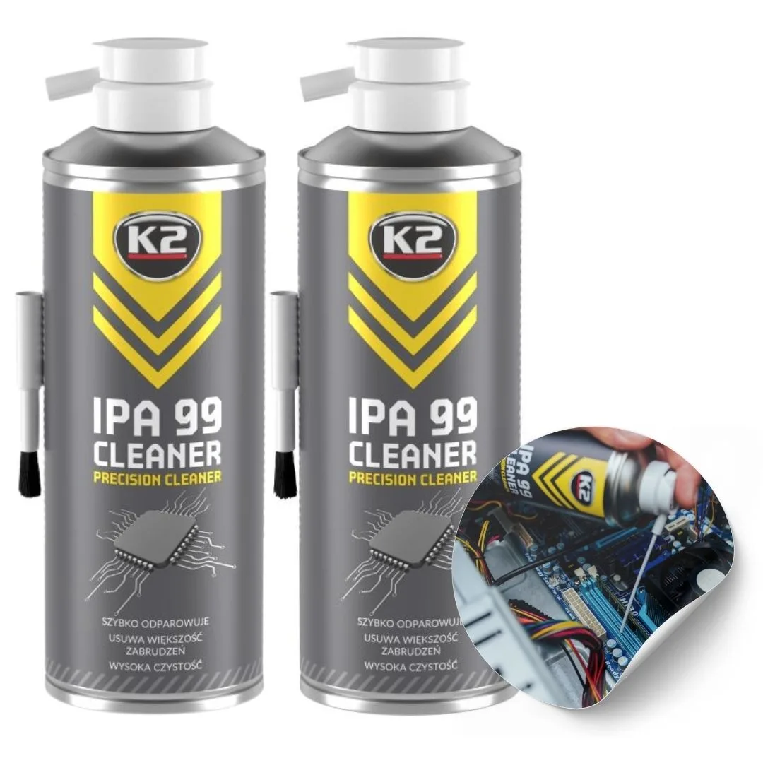 2x IPA 99% CLEANER SPRAY + pędzelek 400ML ALKOHOL IZOPROPYLOWY K2 | zdjęcie 1 z 5 | B504_2 | Motofarma.pl