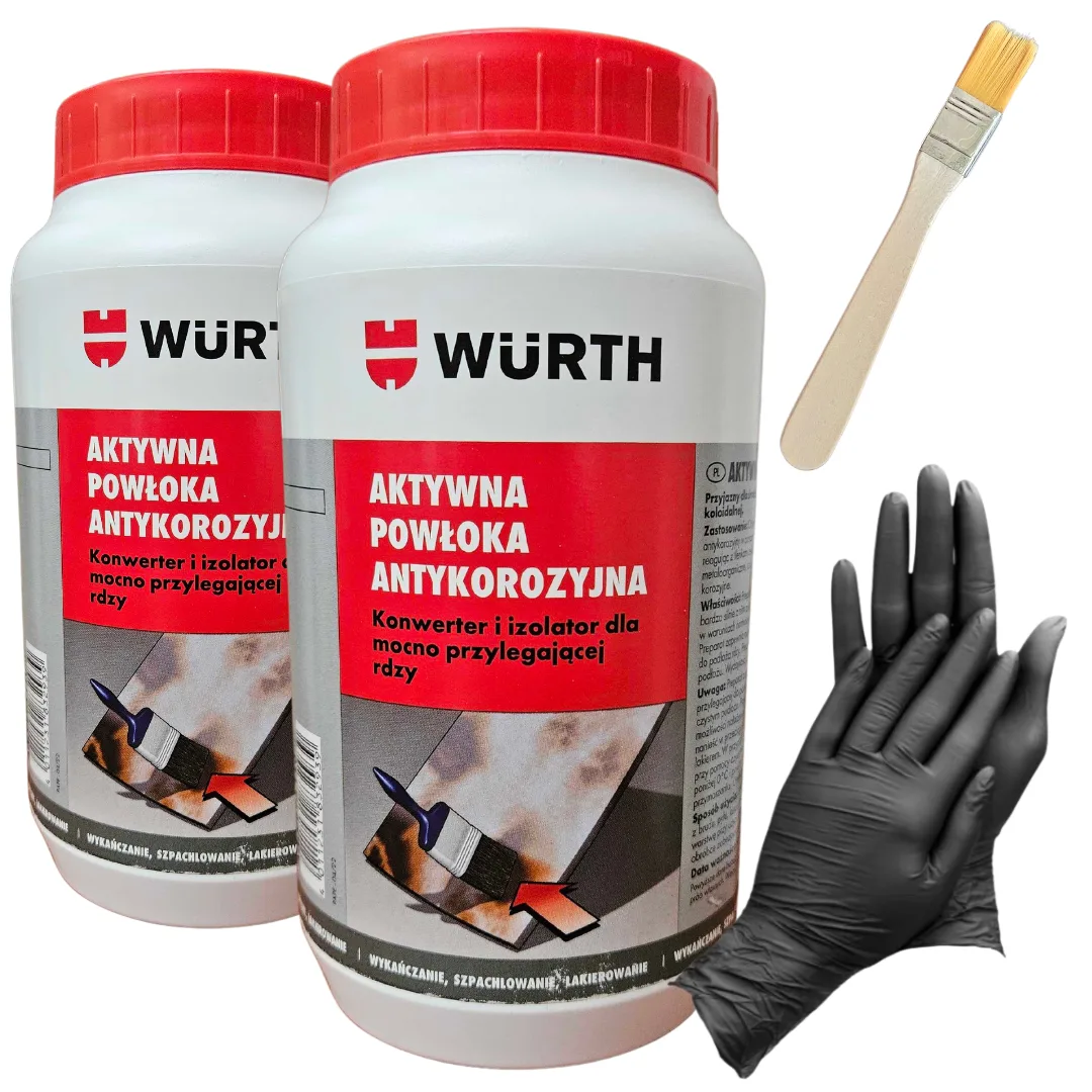 Farba Antykorozyjna WURTH 2x 1L + Pędzelek + Rękawiczki Zestaw