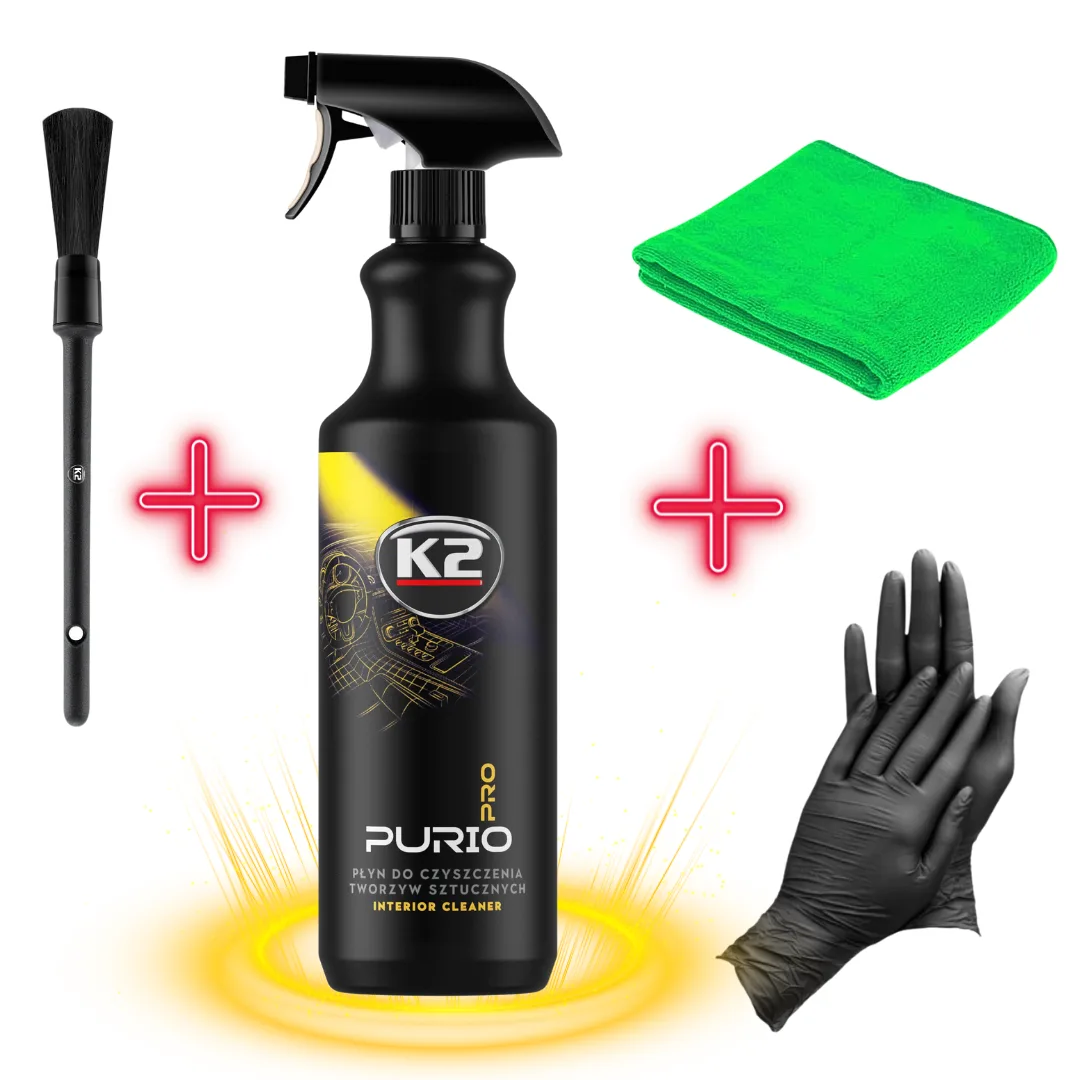 ZESTAW K2 PURIO PRO 1L PĘDZELEK + MIKROFIBRA + RĘKAWICZKI
