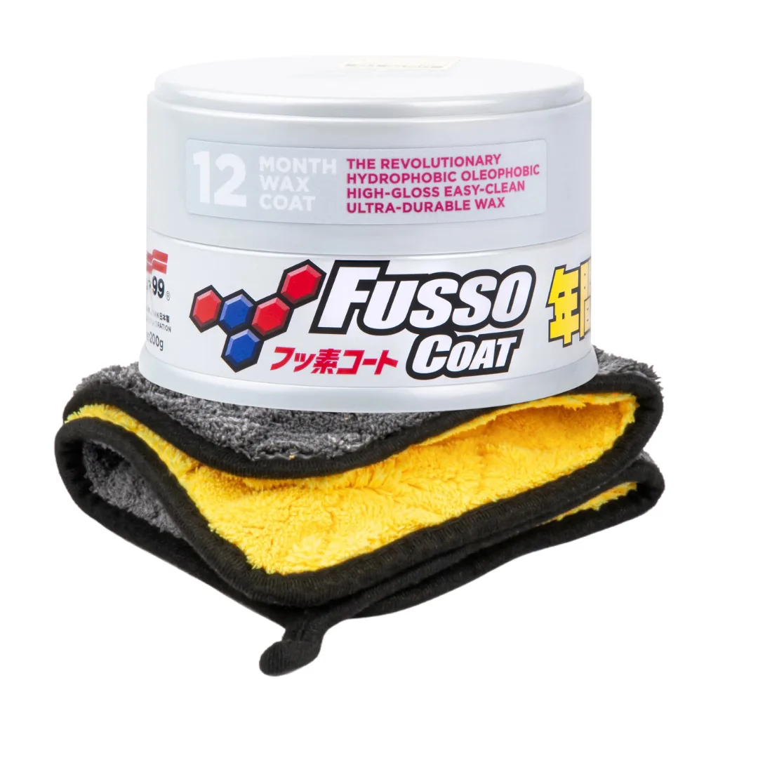 Wosk SOFT99 New Fusso Coat 12 Months Wax LIGHT 200g mikrofibra 800g zestaw