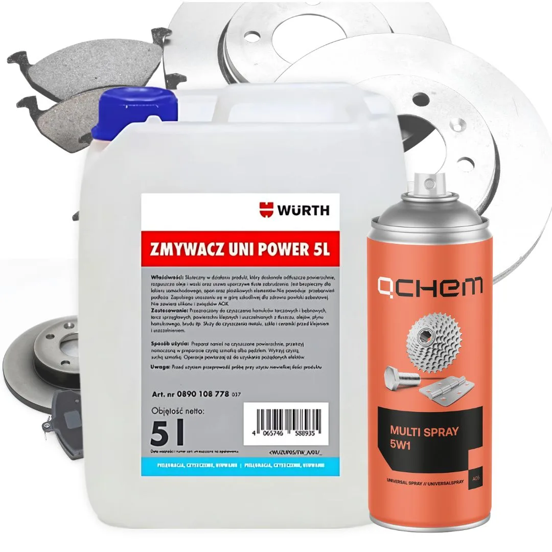 Zmywacz uniwersalny  do hamulców 5L + Multi spray 400ml QCHEM Zestaw