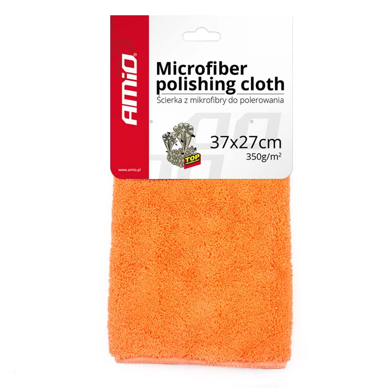 Ściereczka do polerowania samochodu z mikrofibry 37x27 cm 350g/m2 AMIO-0104 | zdjęcie 1 z 2 | A01047 | Motofarma.pl