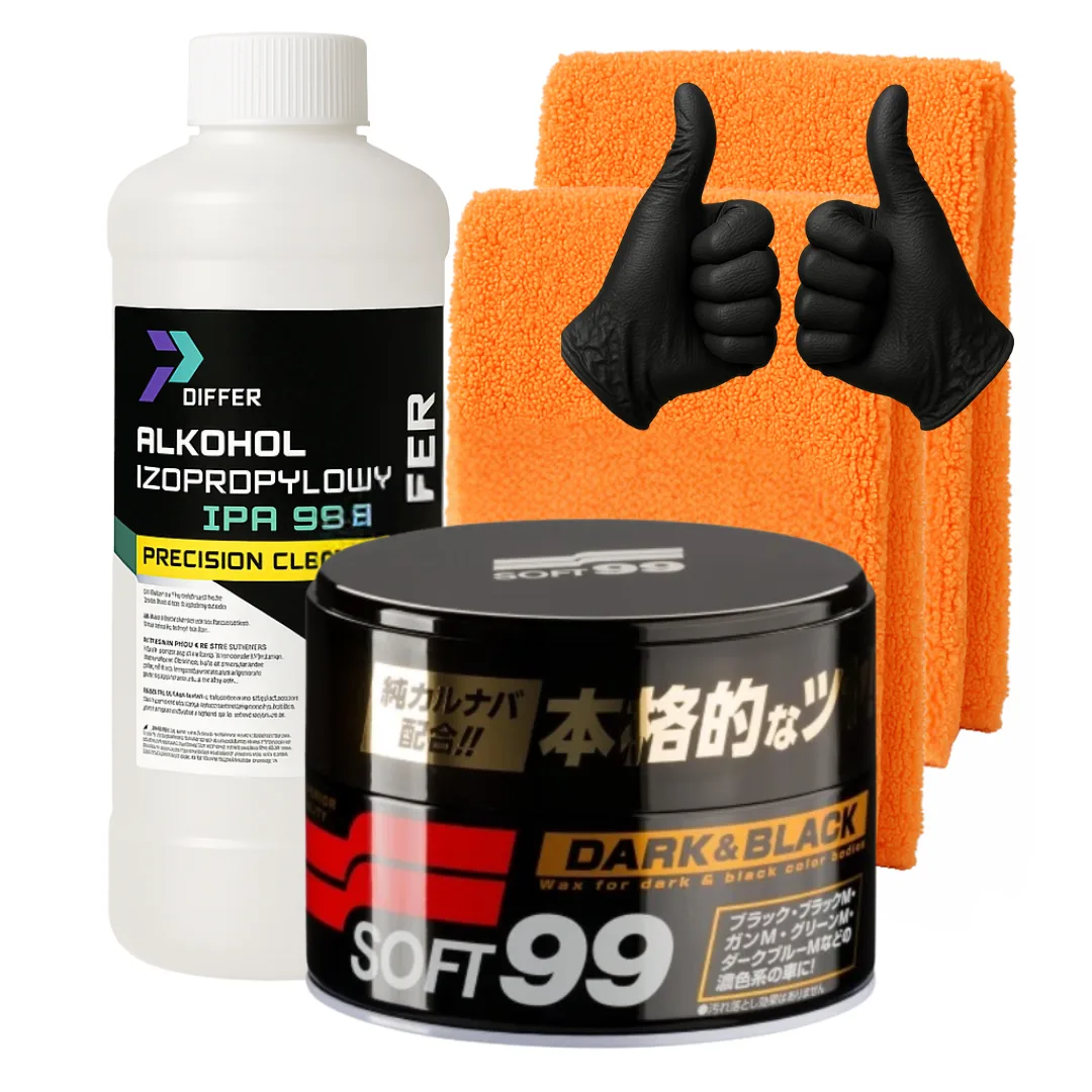 Wosk SOFT99 Dark&Black Wax 00010 ciemne lakiery 300g + 2x mikrofibra + IPA + nitryle