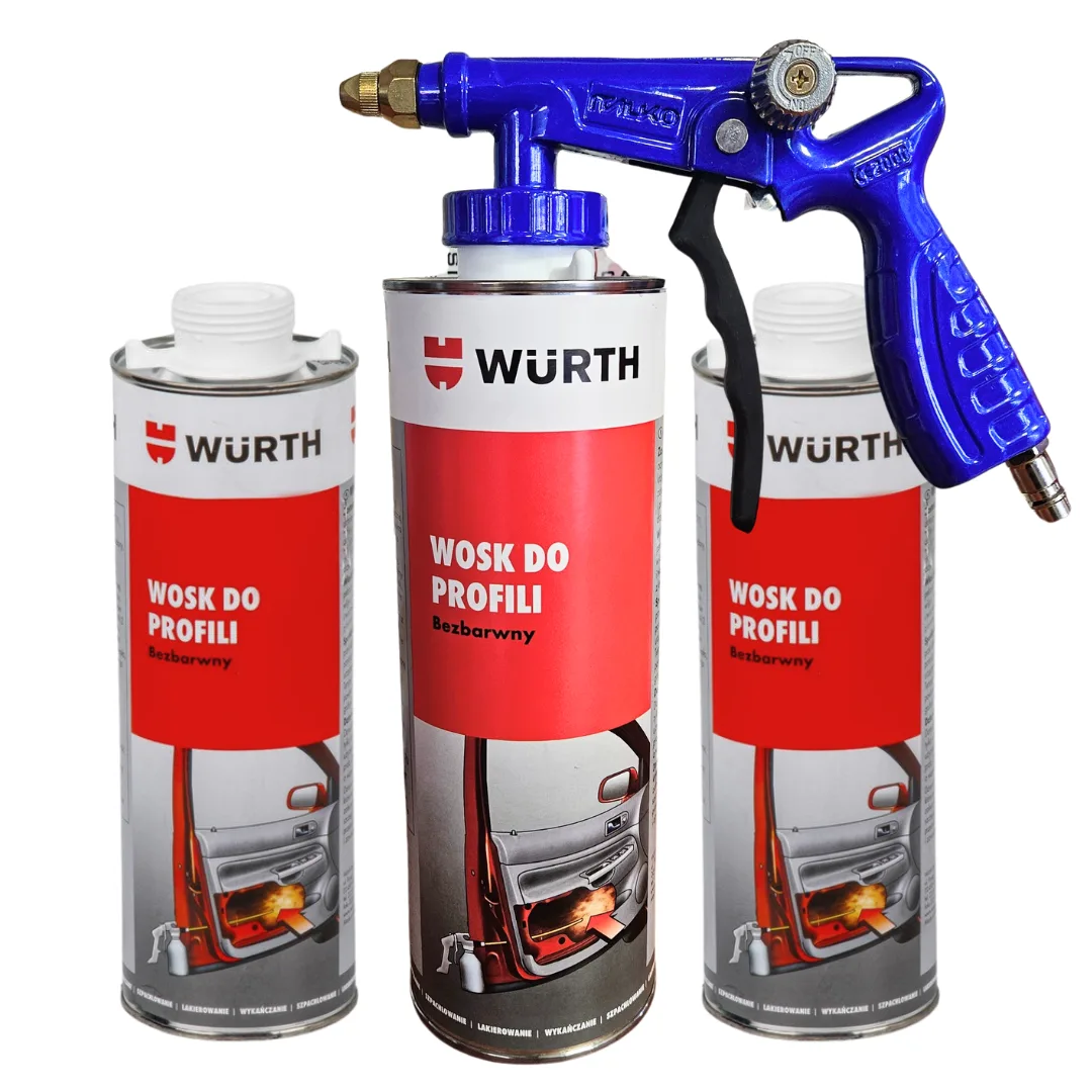 3x WURTH BEZBARWNY WOSK DO PROFILI ZAMKNIĘTYCH 1 L + PISTOLET DO KONSERWACJI
