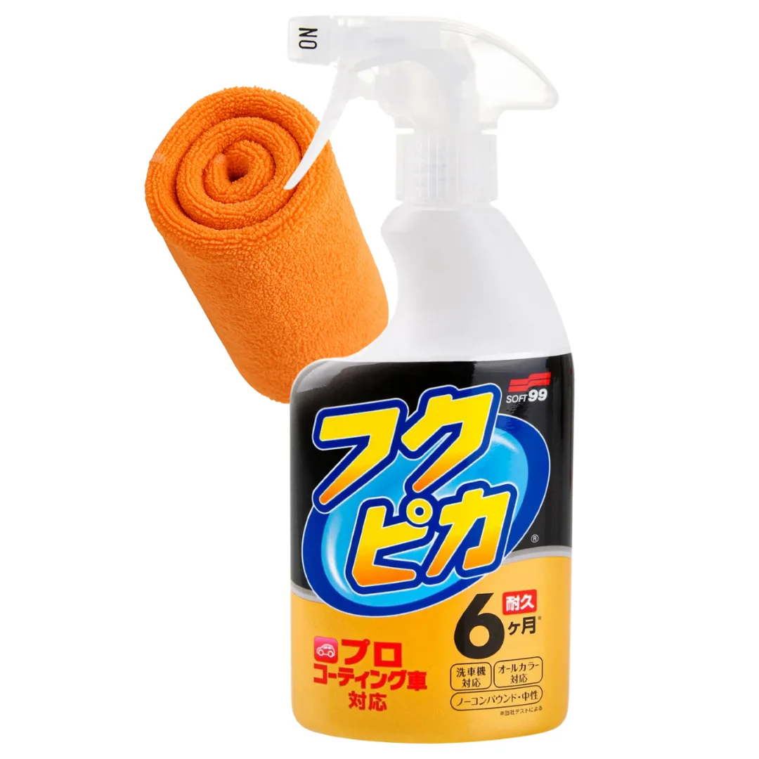 Płynny wosk Soft99 FUKUPIKA quick detailer szybki połysk mikrofibra GRATIS